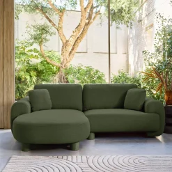 Sofá esquinero izquierdo con patas redondas, 3 plazas