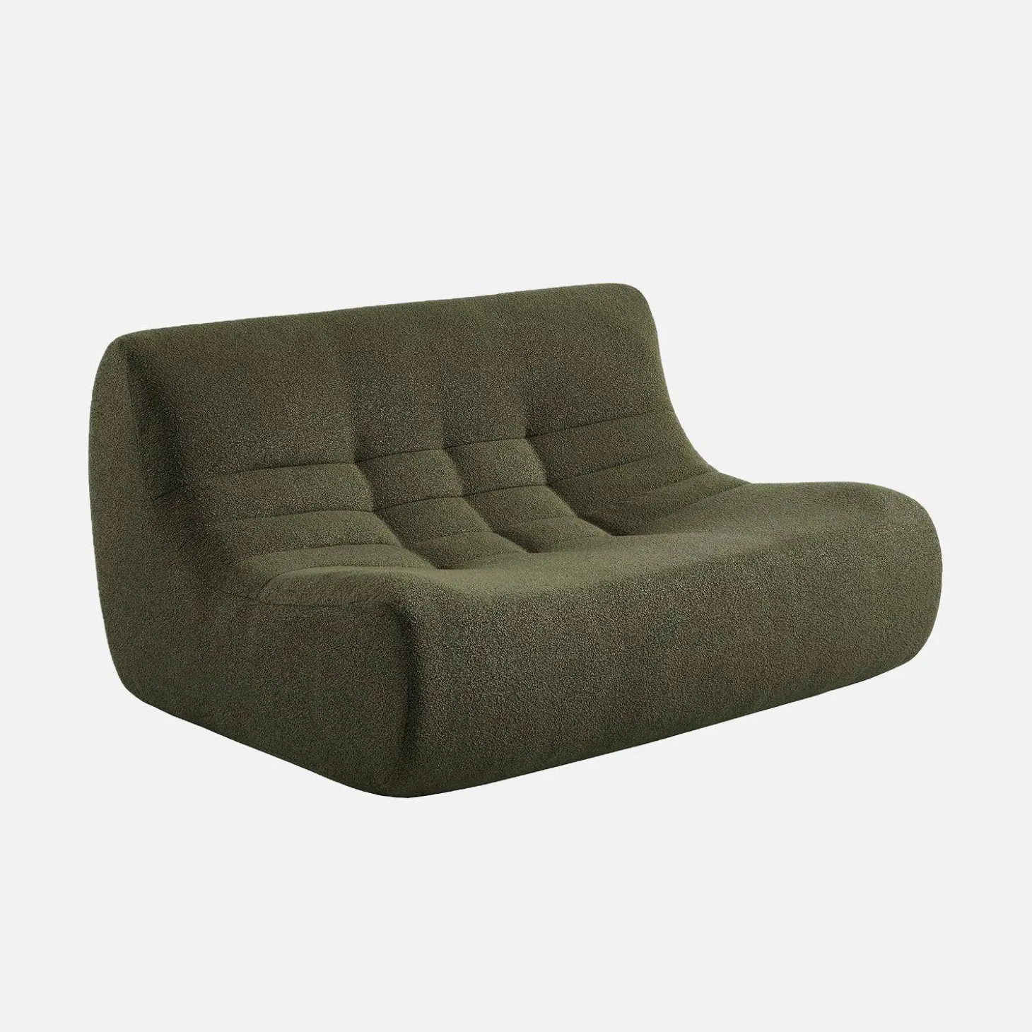 Sofá esquinero modular con reposapiés de borreguito texturizada, 5 plazas