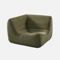 Sofá esquinero modular con reposapiés de terciopelo acanalado, 5 plazas