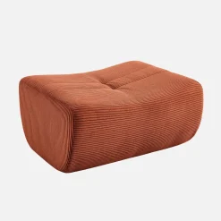 Sofá esquinero modular con reposapiés de terciopelo acanalado, 5 plazas