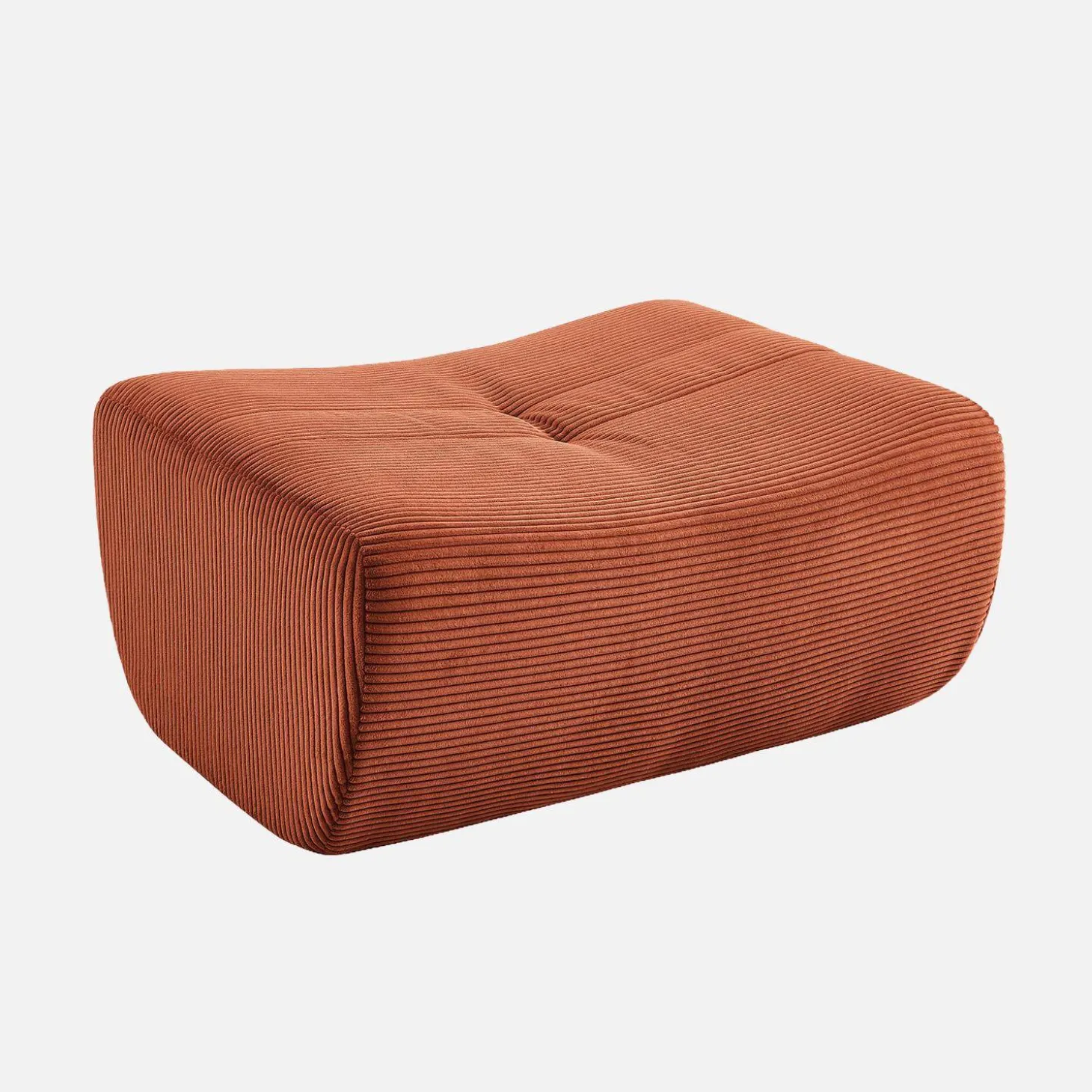 Sofá esquinero modular con reposapiés de terciopelo acanalado, 5 plazas