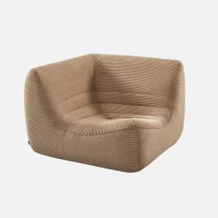 Sofá esquinero modular con reposapiés de terciopelo acanalado, 5 plazas