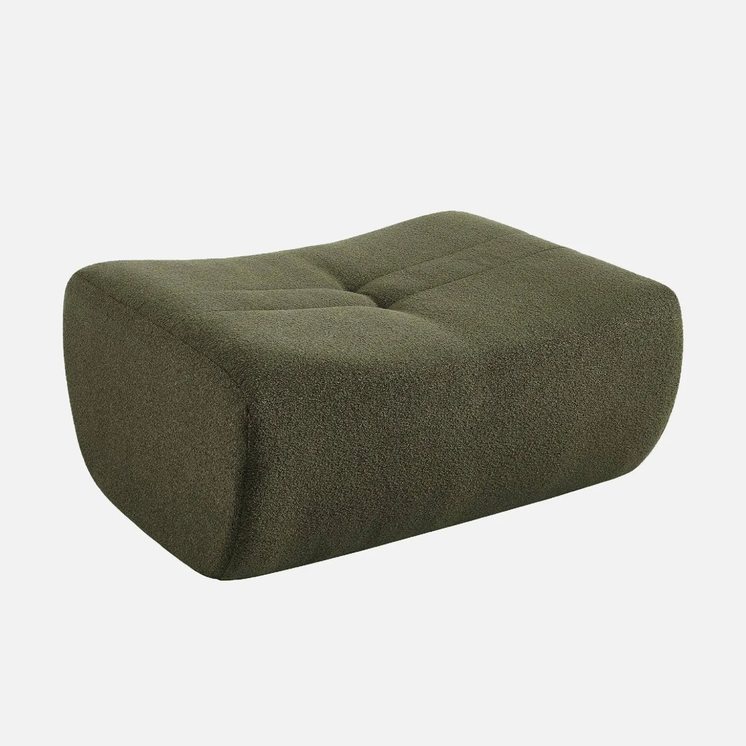Sofá esquinero modular con reposapiés de borreguito texturizada, 7 plazas