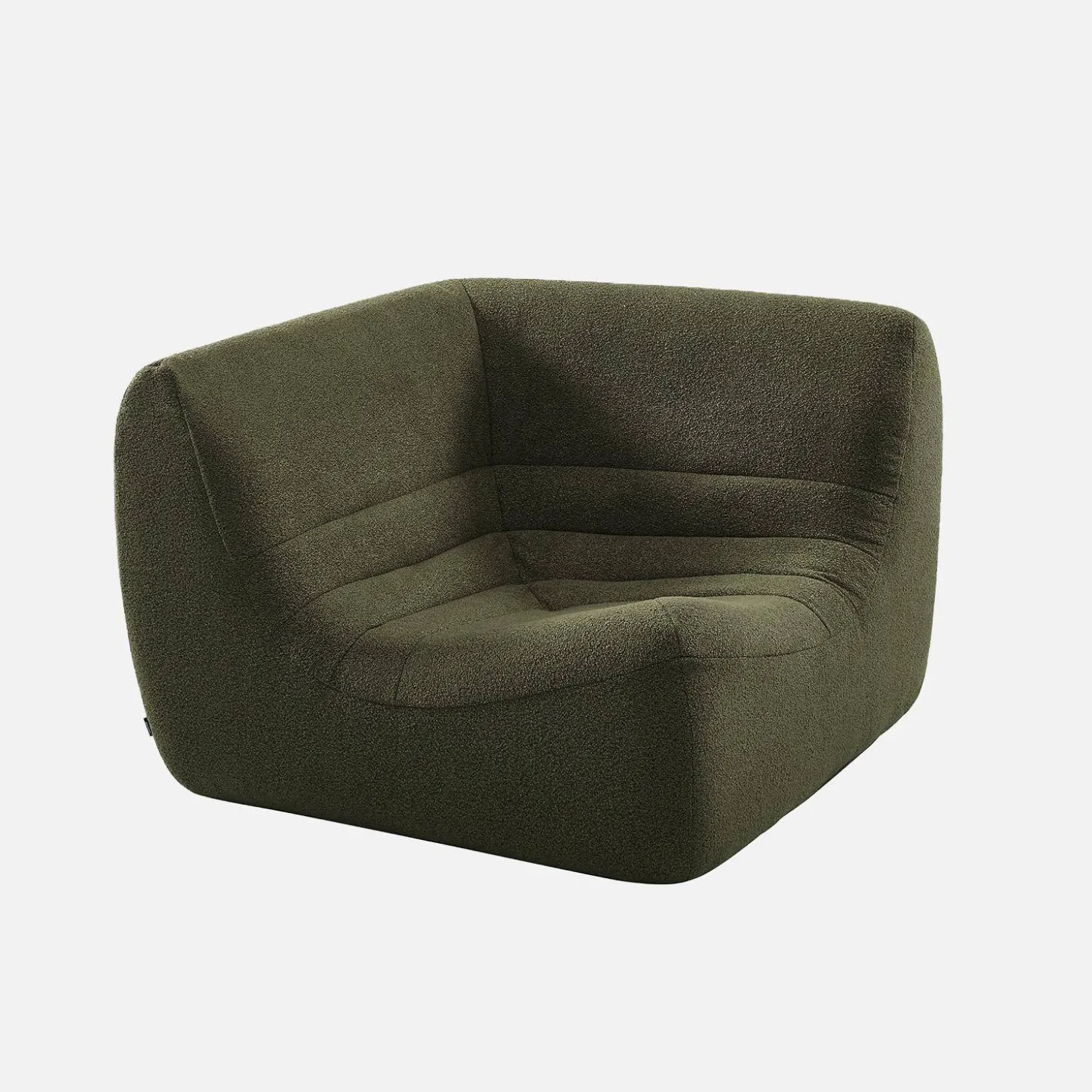 Sofá esquinero modular con reposapiés de borreguito texturizada, 7 plazas