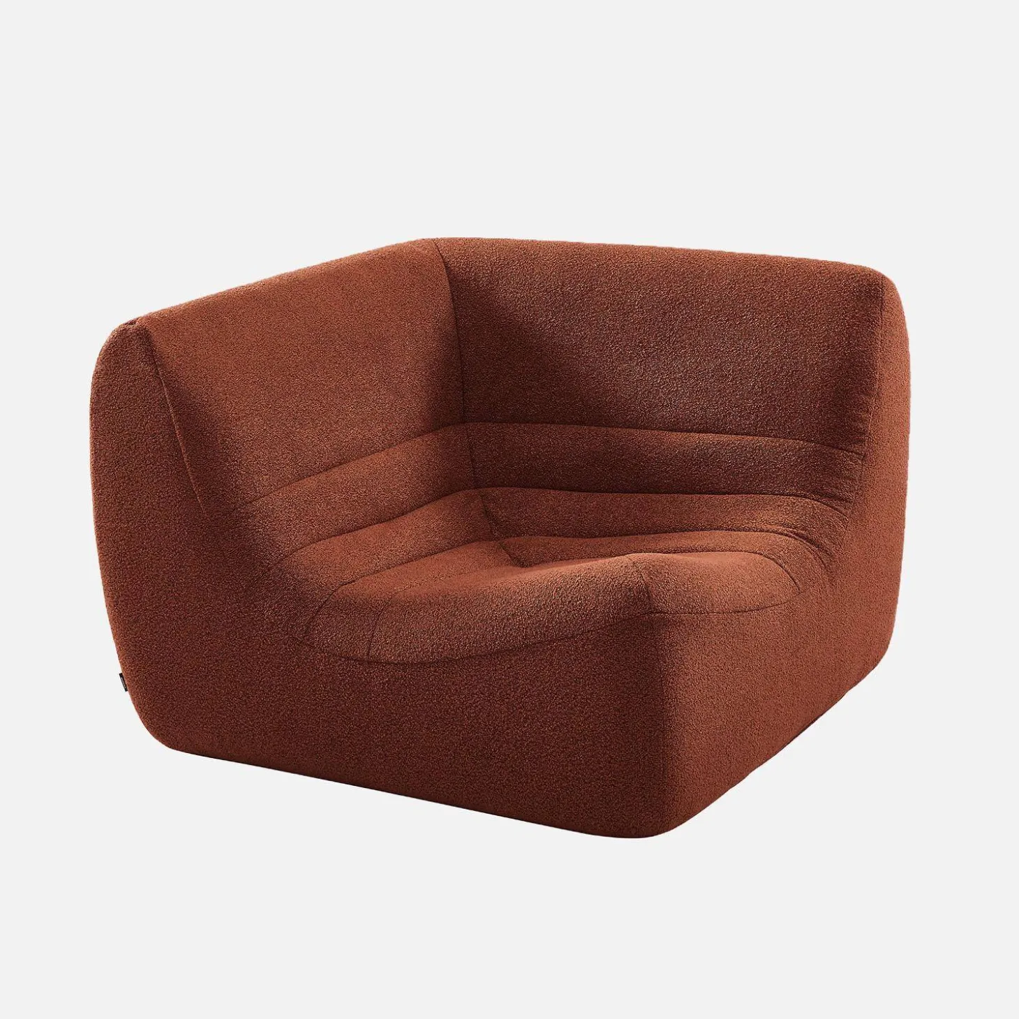Sofá esquinero modular con reposapiés de borreguito texturizada, 5 plazas