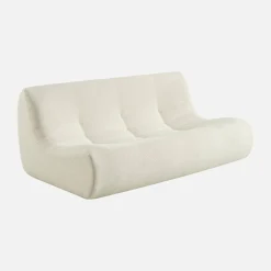 Sofá esquinero modular con reposapiés de borreguito texturizada, 7 plazas