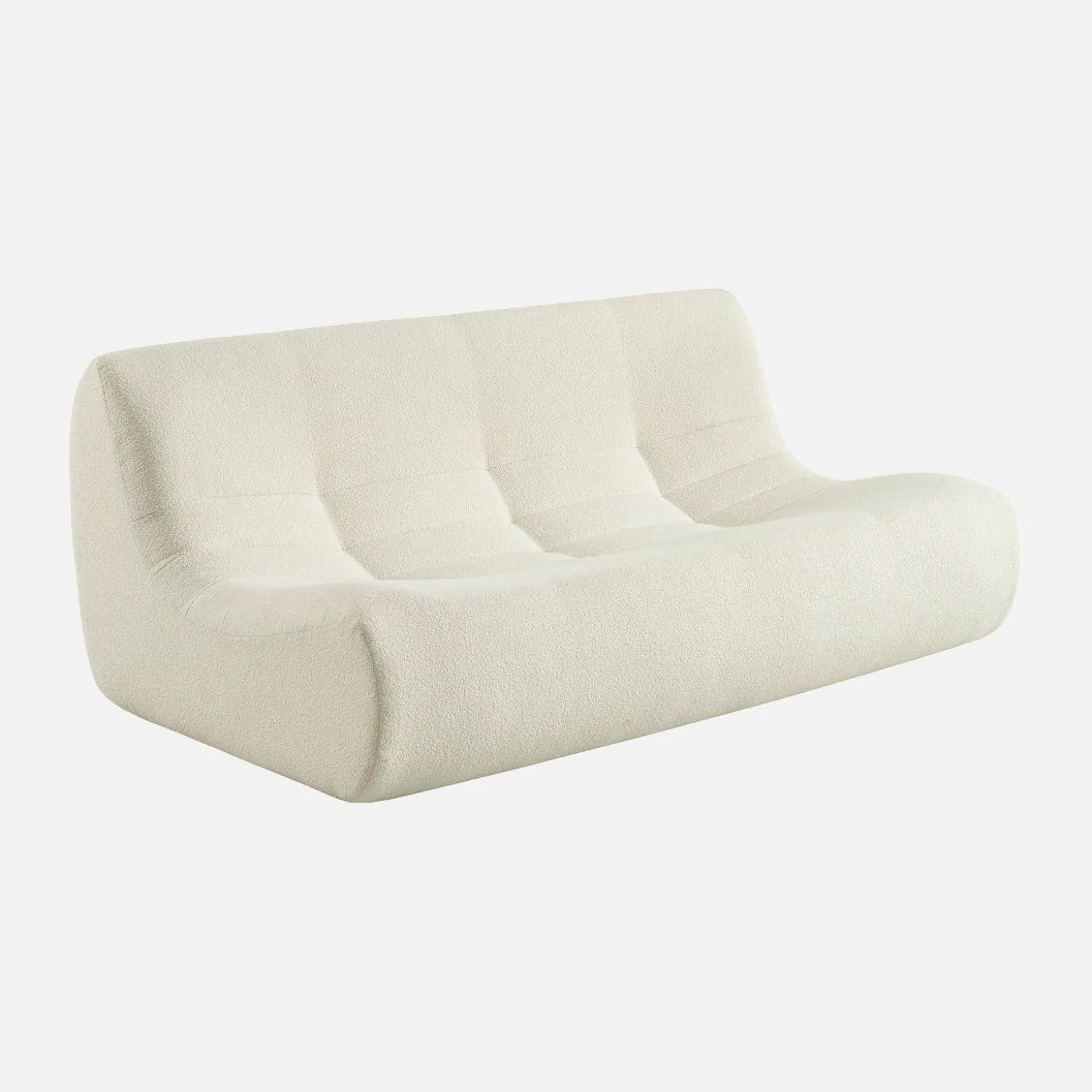 Sofá esquinero modular con reposapiés de borreguito texturizada, 7 plazas