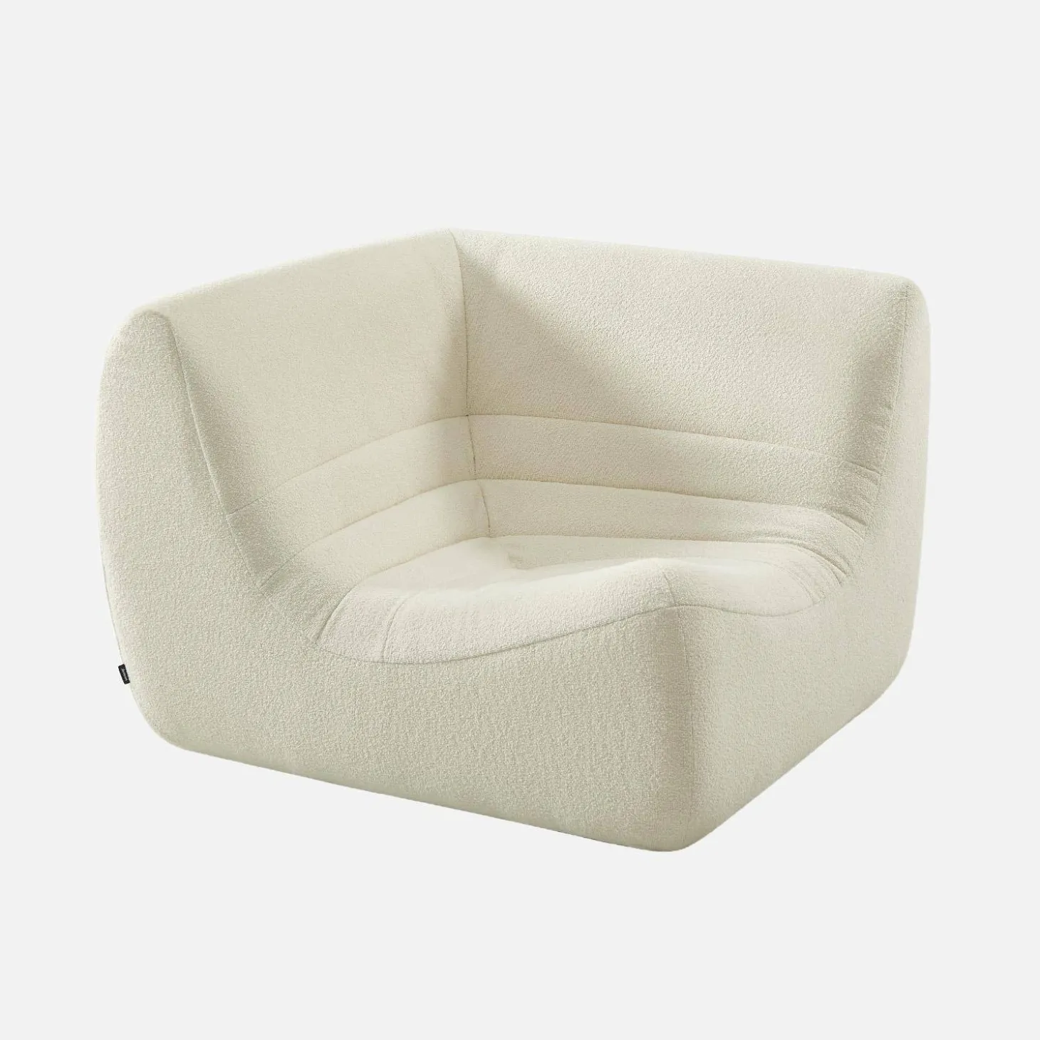 Sofá esquinero modular con reposapiés de borreguito texturizada, 7 plazas