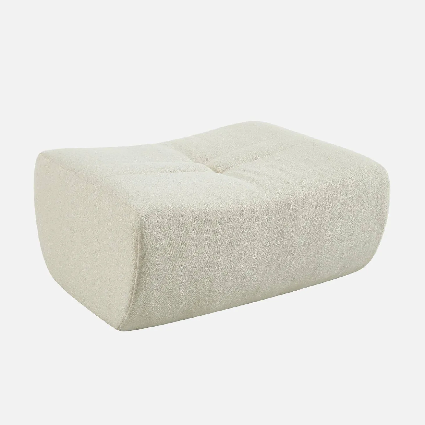 Sofá esquinero modular con reposapiés de borreguito texturizada, 7 plazas