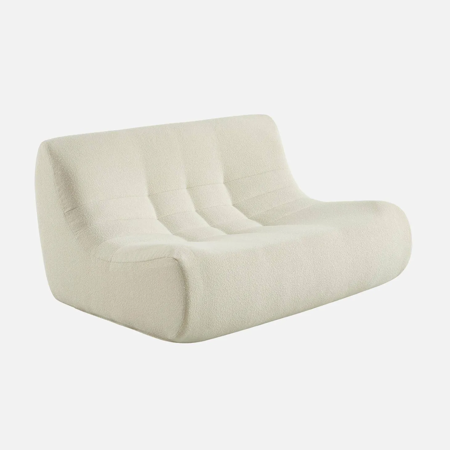 Sofá esquinero modular con reposapiés de borreguito texturizada, 5 plazas