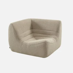 Sofá esquinero modular con reposapiés de borreguito texturizada, 5 plazas