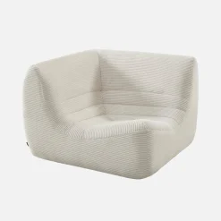 Sofá esquinero modular con reposapiés de terciopelo acanalado, 5 plazas