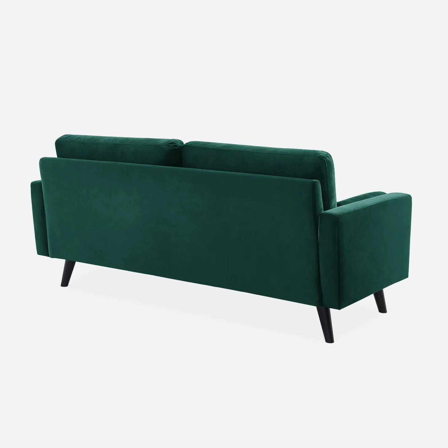 Sofá estilo escandinavo de terciopelo con patas de madera, 3 plazas