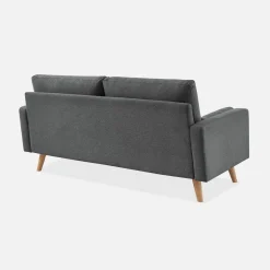 Sofá estilo escandinavo en tela lisa, 3 plazas