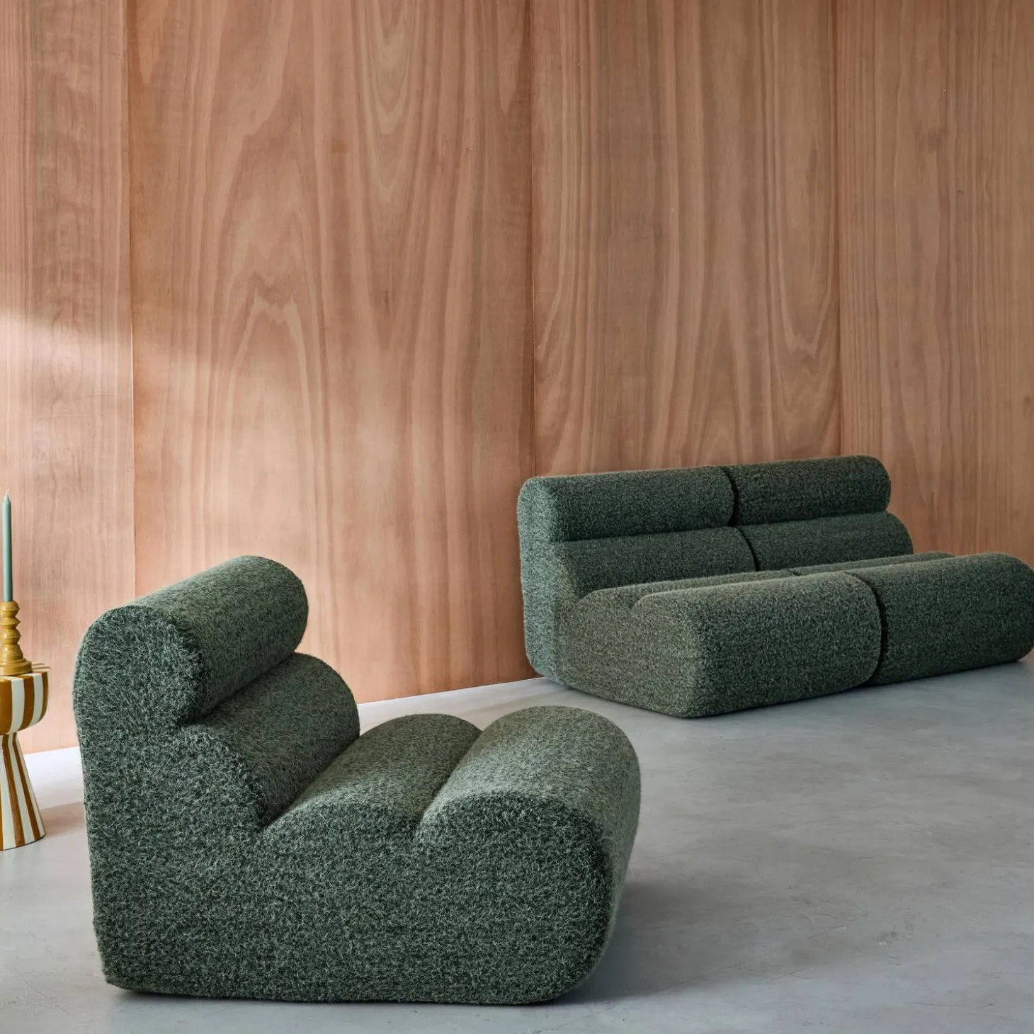 Sofá modular con efecto alpaca, 3 plazas