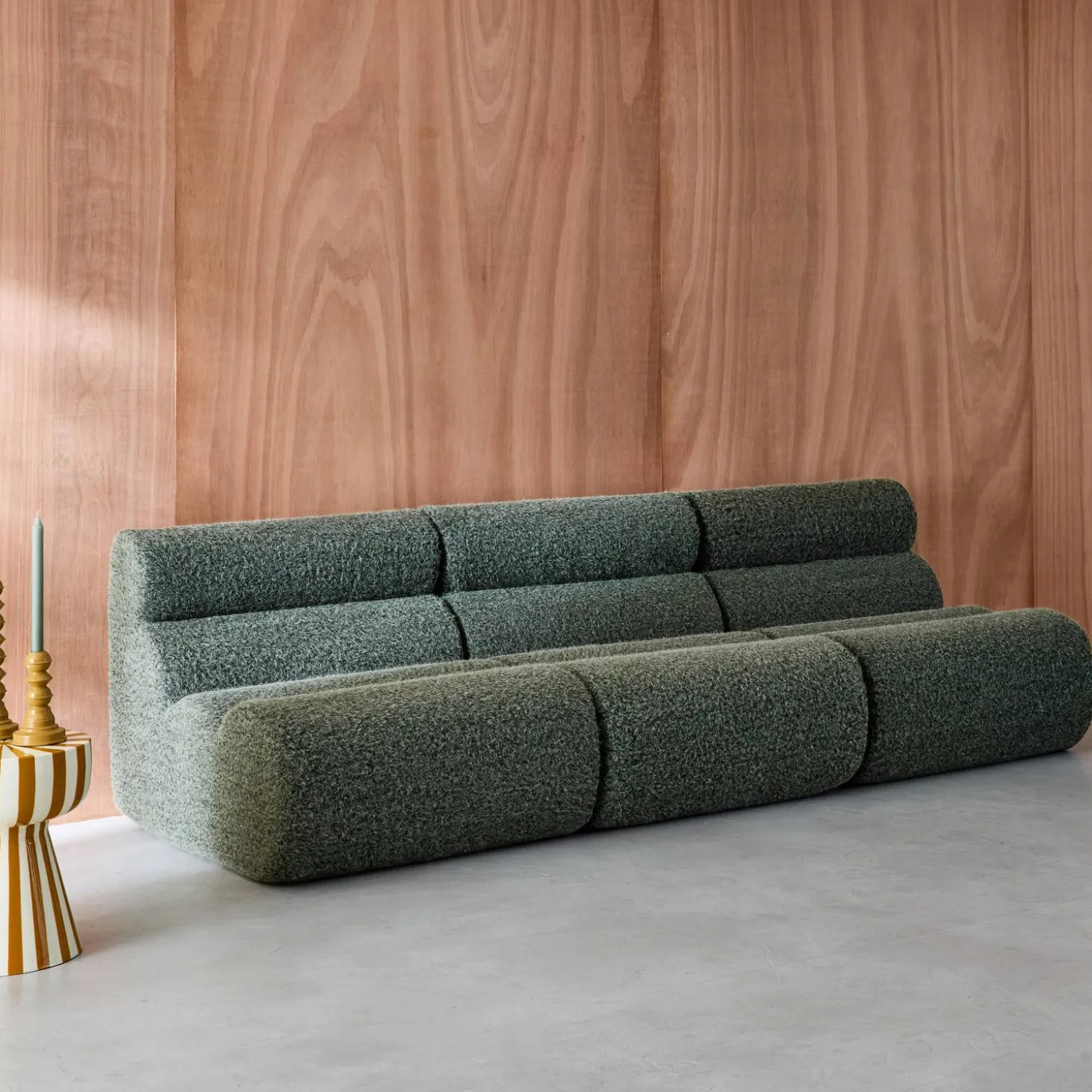 Sofá modular con efecto alpaca, 3 plazas