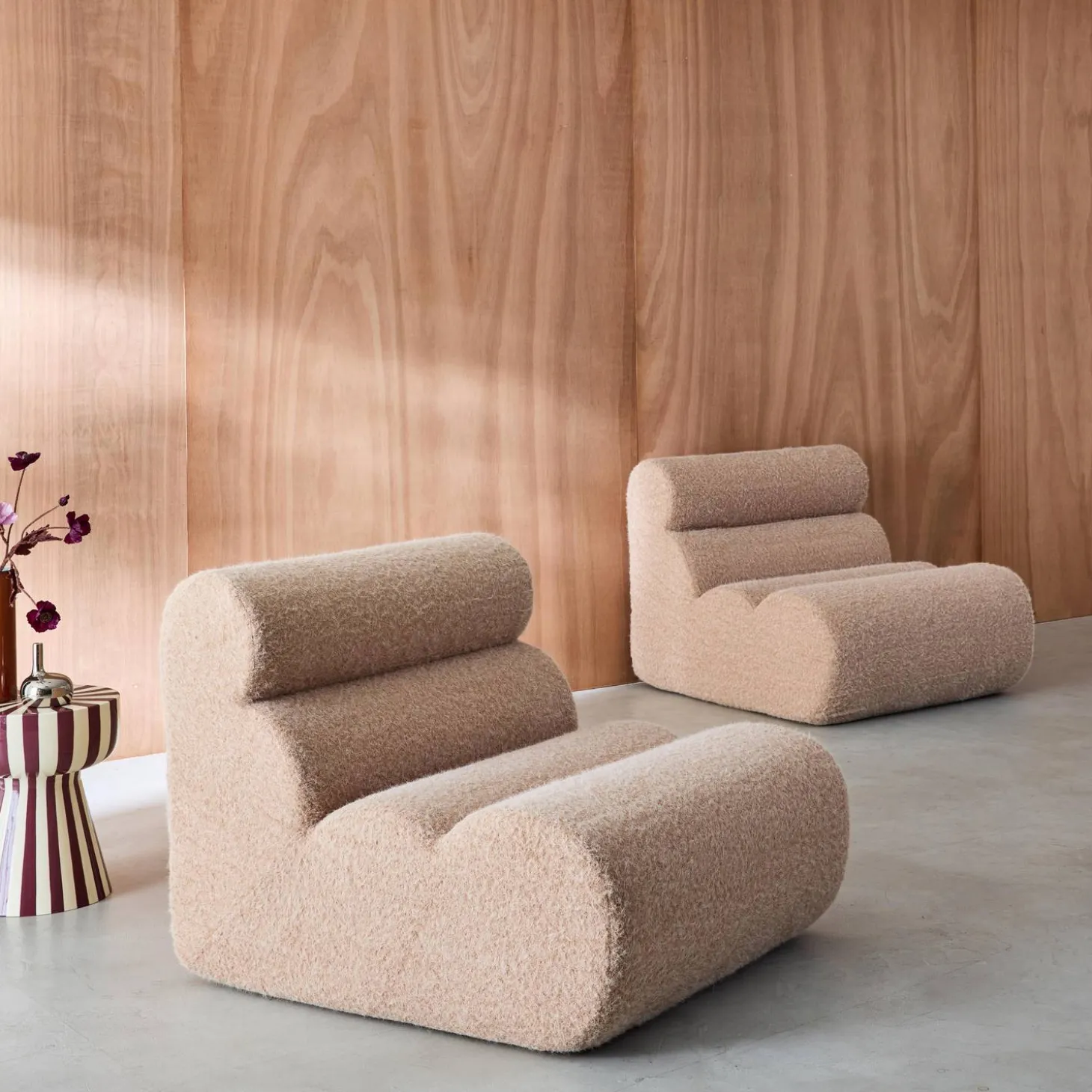 Sofá modular con efecto alpaca, 2 plazas