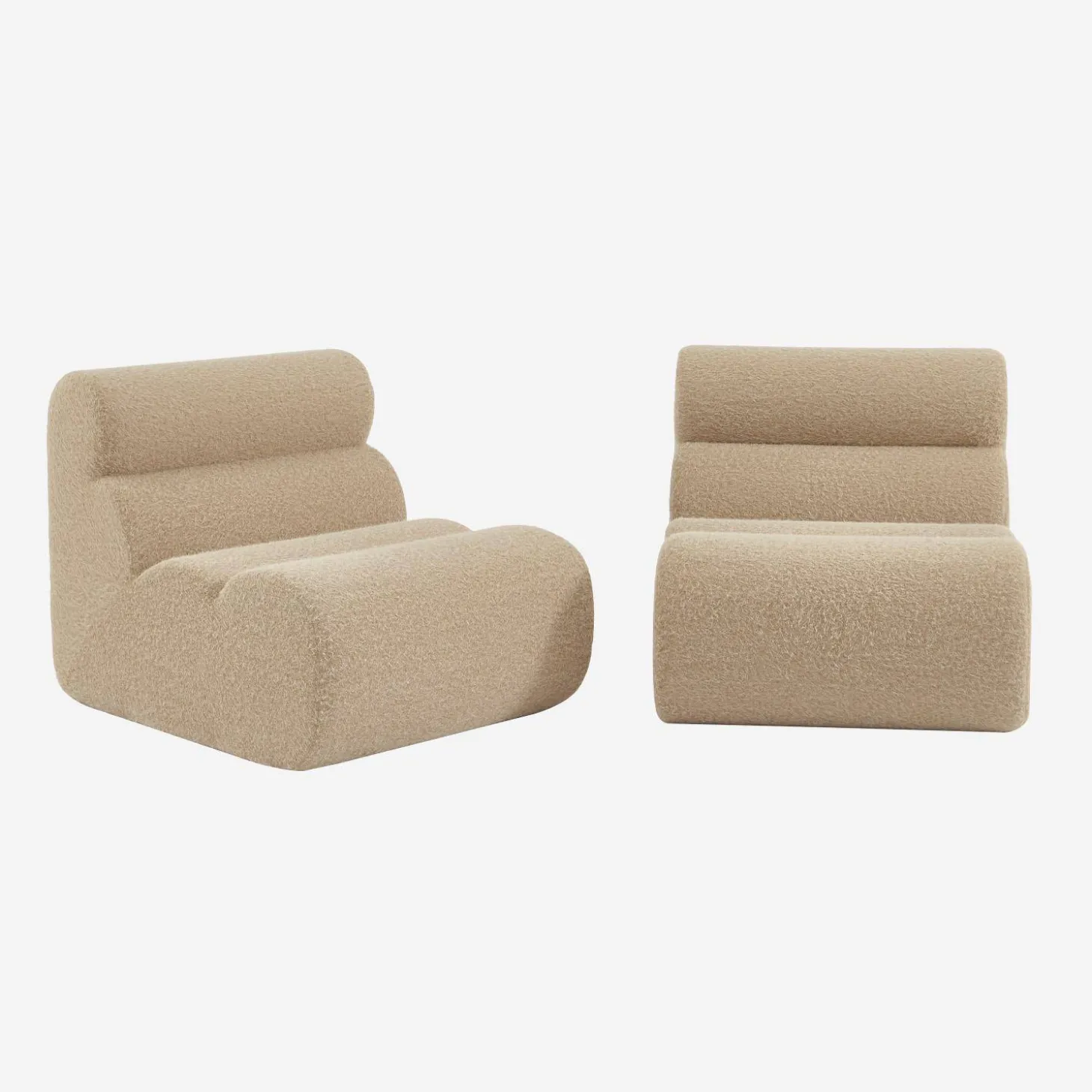 Sofá modular con efecto alpaca, 2 plazas