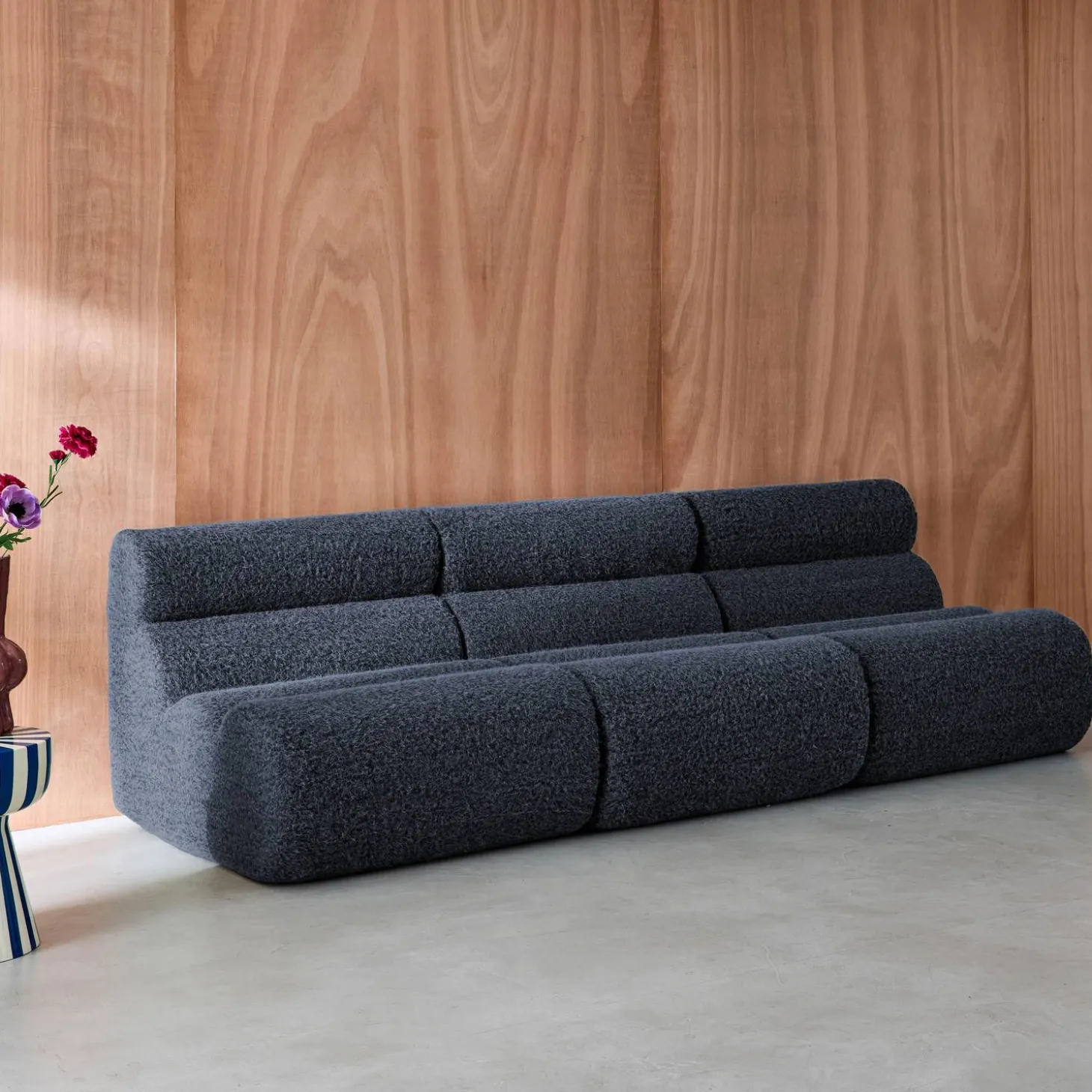 Sofá modular con efecto alpaca, 3 plazas