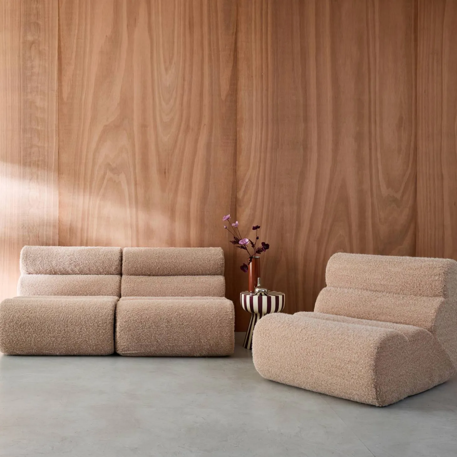 Sofá modular con efecto alpaca, 3 plazas