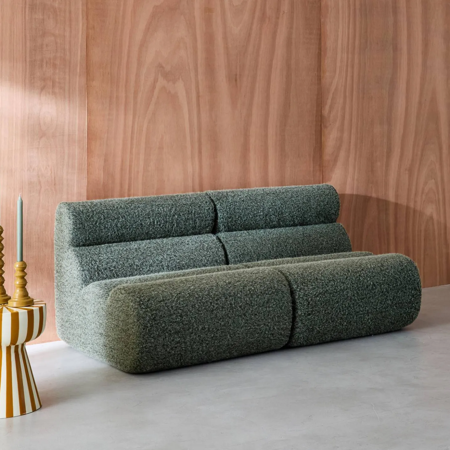 Sofá modular con efecto alpaca, 2 plazas