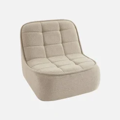 Sofá modular de borreguito texturizada con reposapiés, 3 plazas