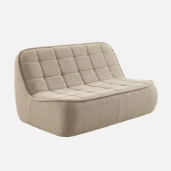 Sofá modular de borreguito texturizada con reposapiés, 3 plazas