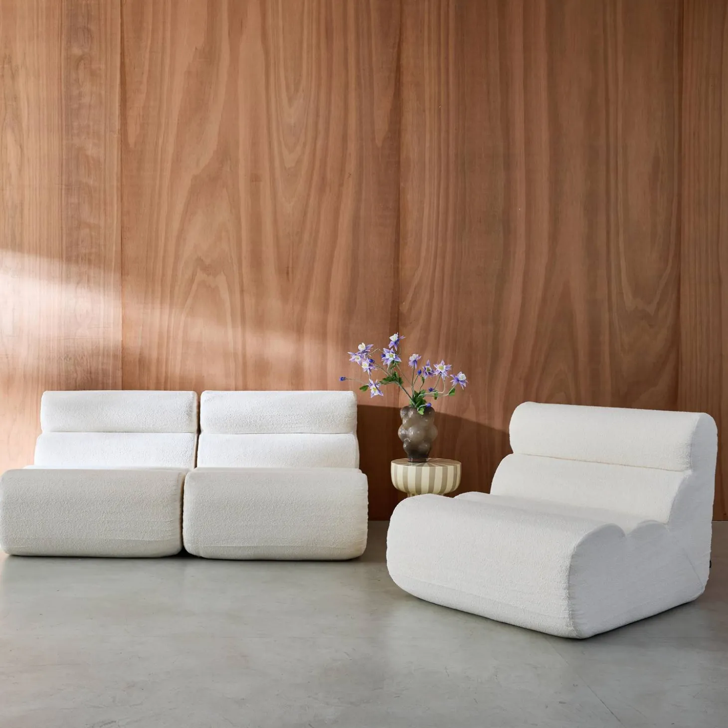Sofá modular de borreguito texturizado, 3 plazas
