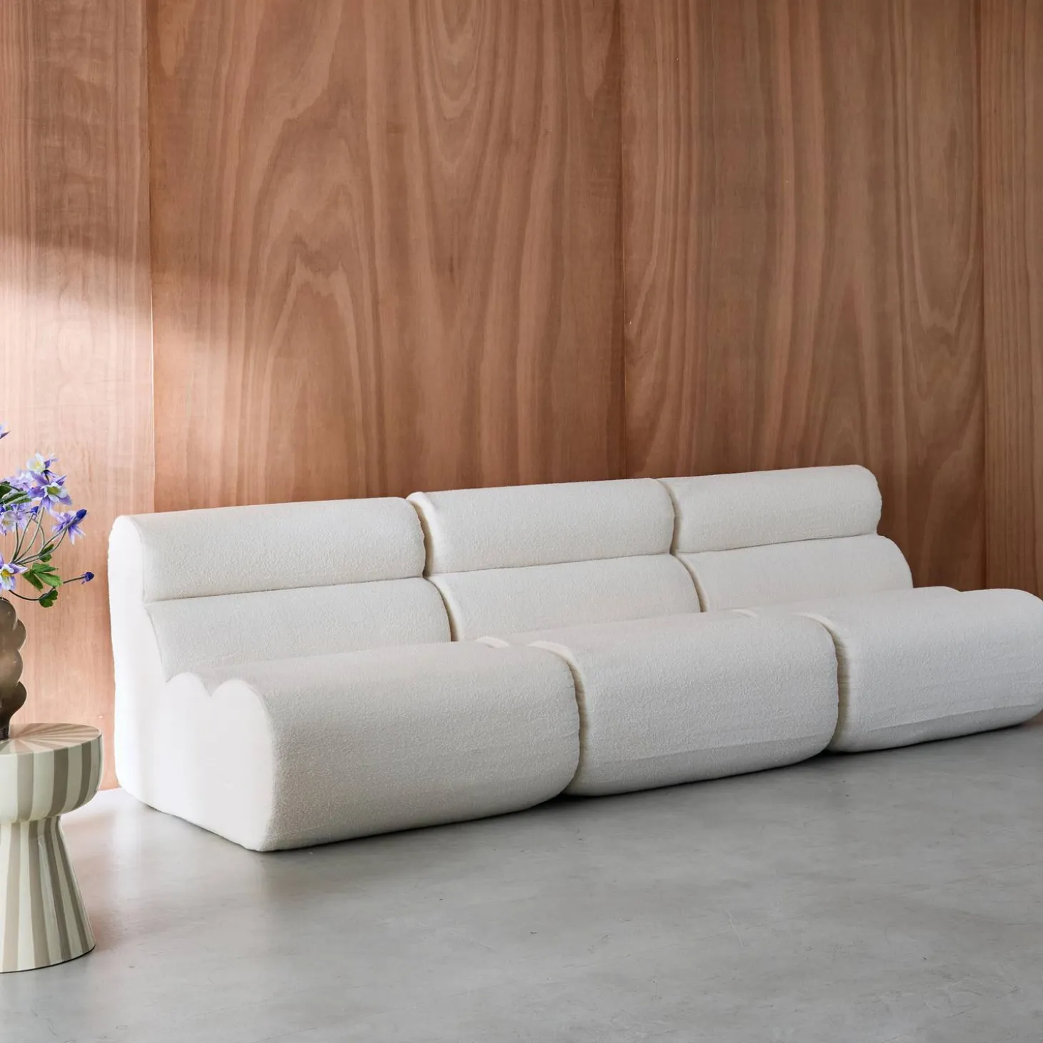 Sofá modular de borreguito texturizado, 3 plazas