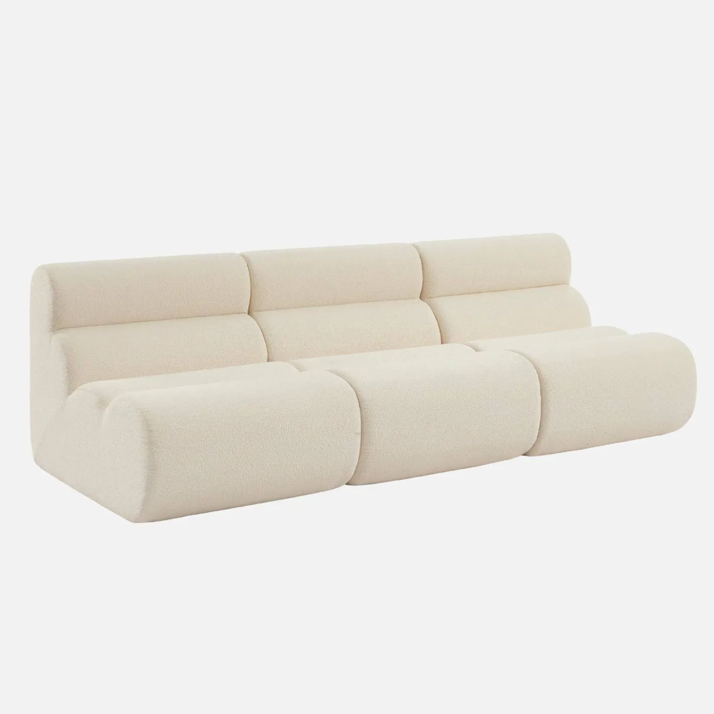 Sofá modular de borreguito texturizado, 3 plazas