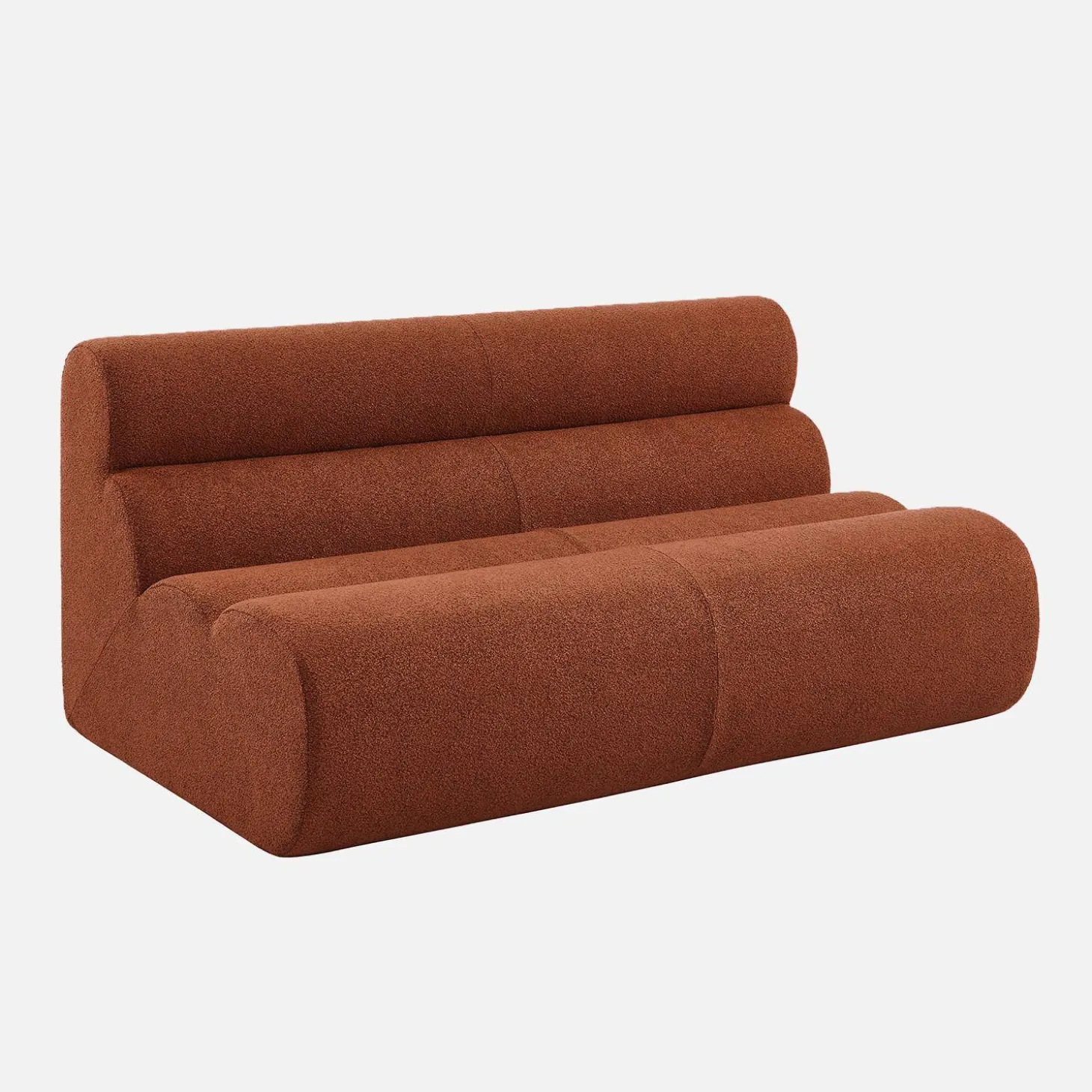 Sofá modular de borreguito con reposapiés, 3 plazas