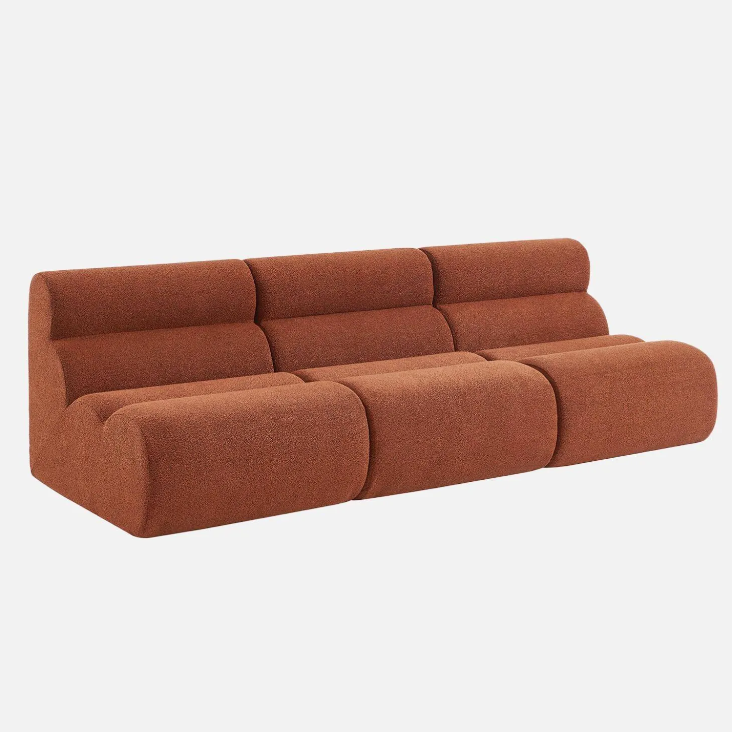 Sofá modular de borreguito texturizado, 3 plazas