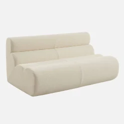 Sofá modular de borreguito con reposapiés, 3 plazas