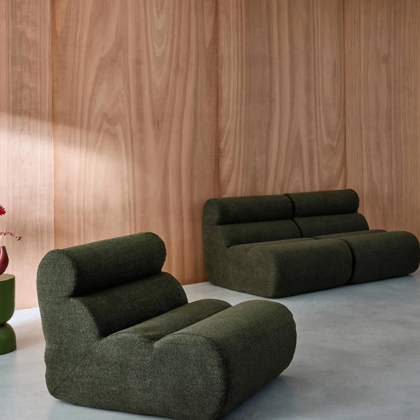 Sofá modular de borreguito texturizado, 3 plazas