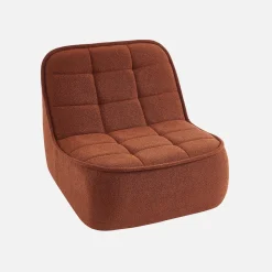 Sofá modular de borreguito texturizada con reposapiés, 3 plazas