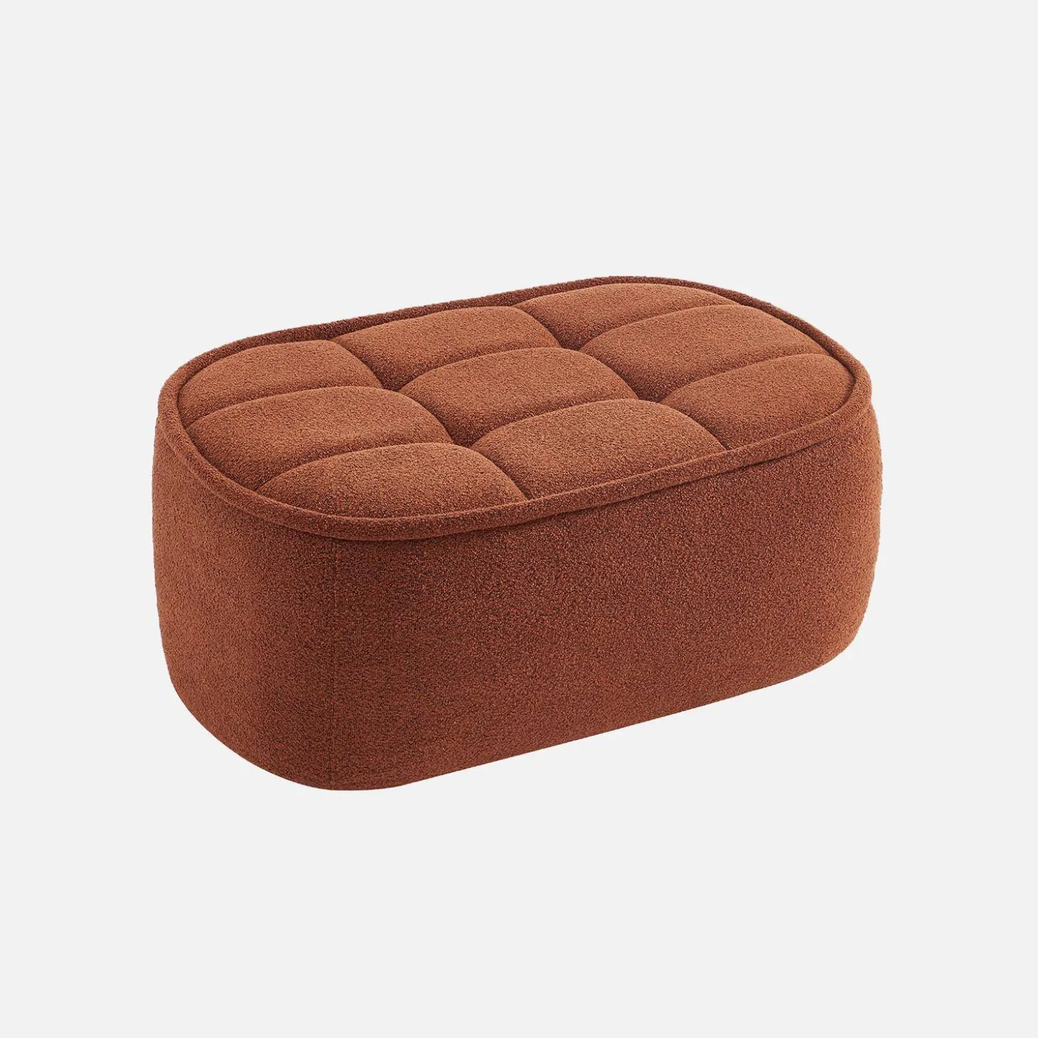 Sofá modular de borreguito texturizada con reposapiés, 3 plazas