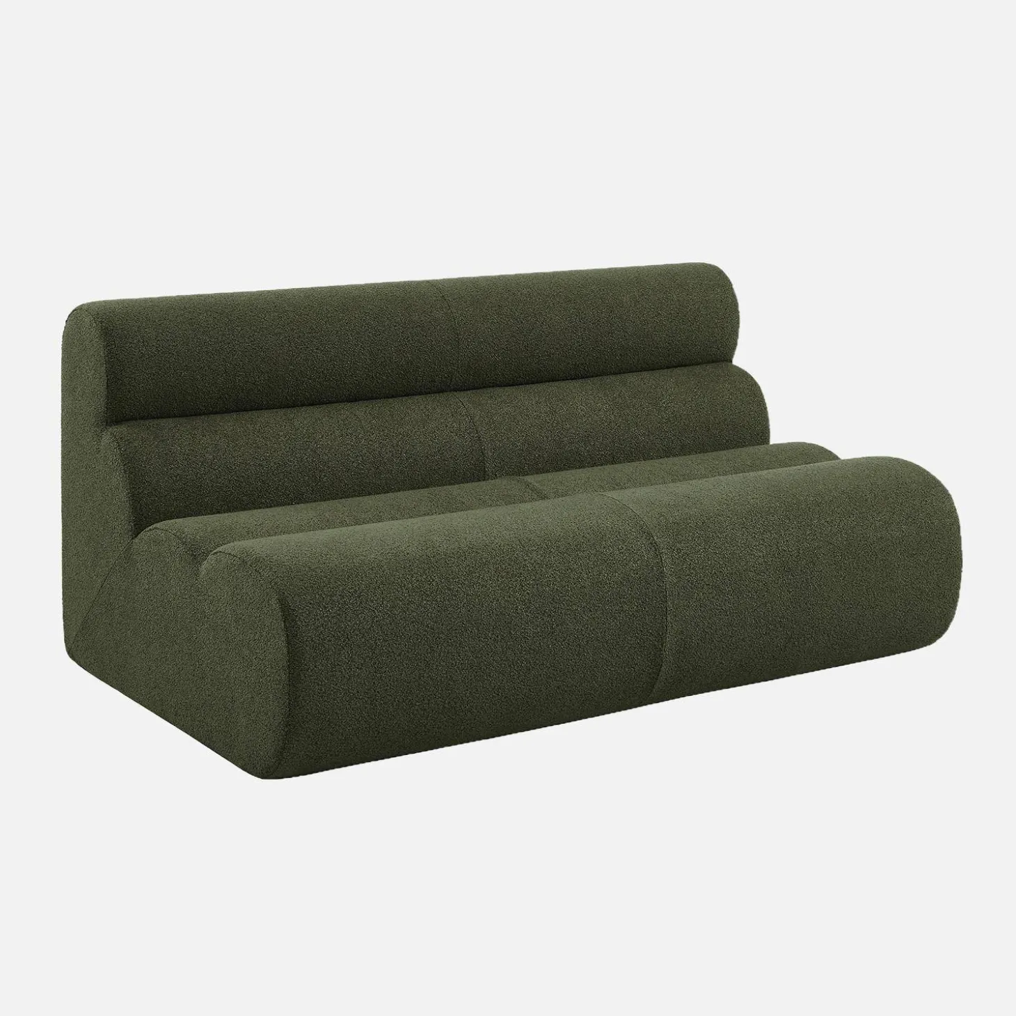 Sofá modular de borreguito con reposapiés, 3 plazas