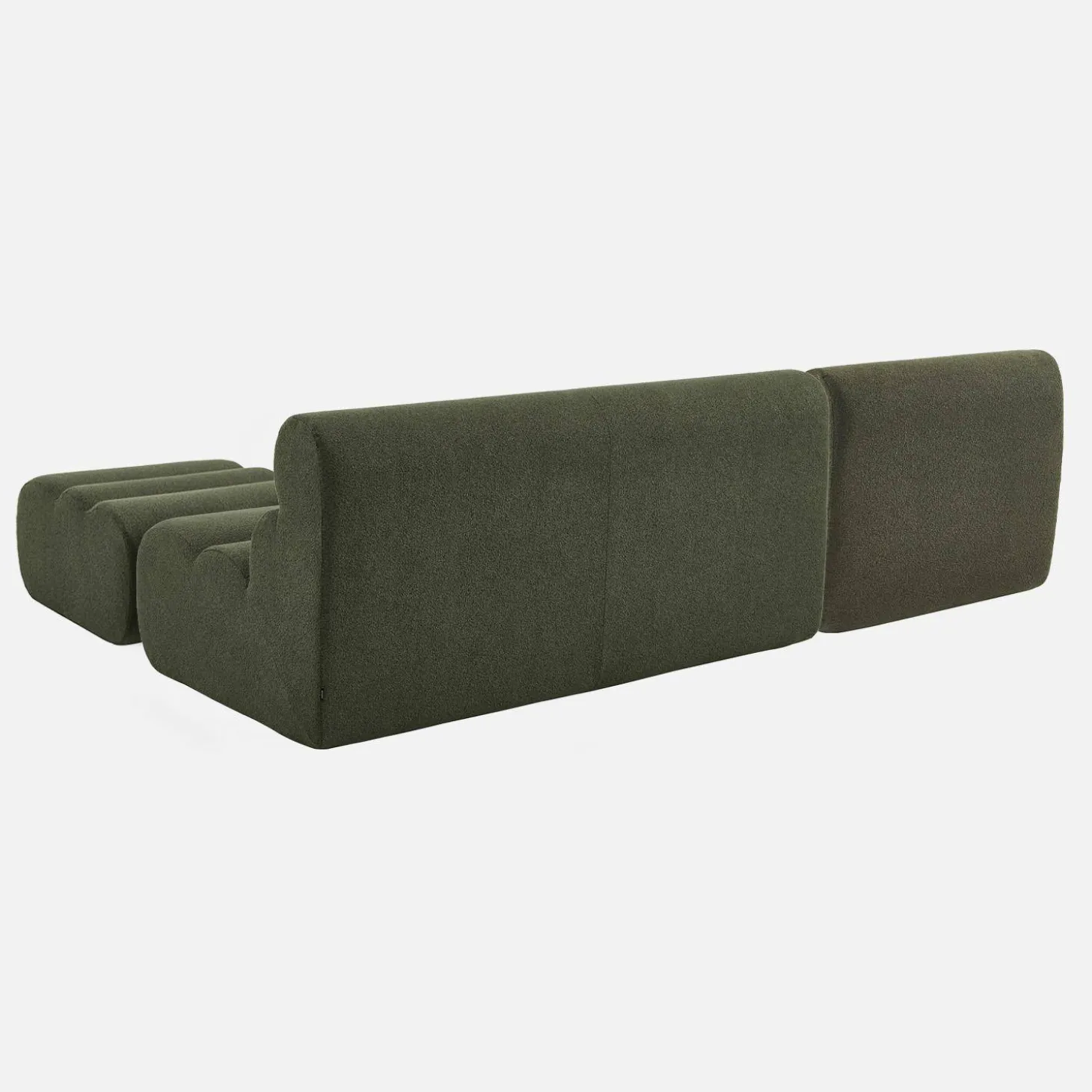 Sofá modular de borreguito con reposapiés, 3 plazas