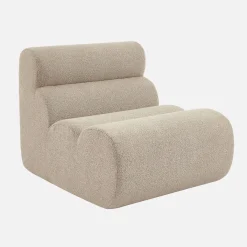 Sofá modular de borreguito con reposapiés, 3 plazas