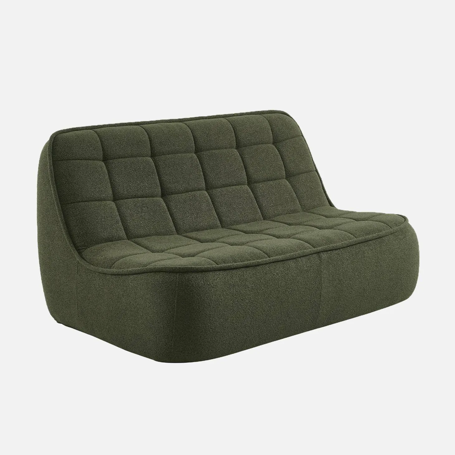 Sofá modular de borreguito texturizada con reposapiés, 3 plazas