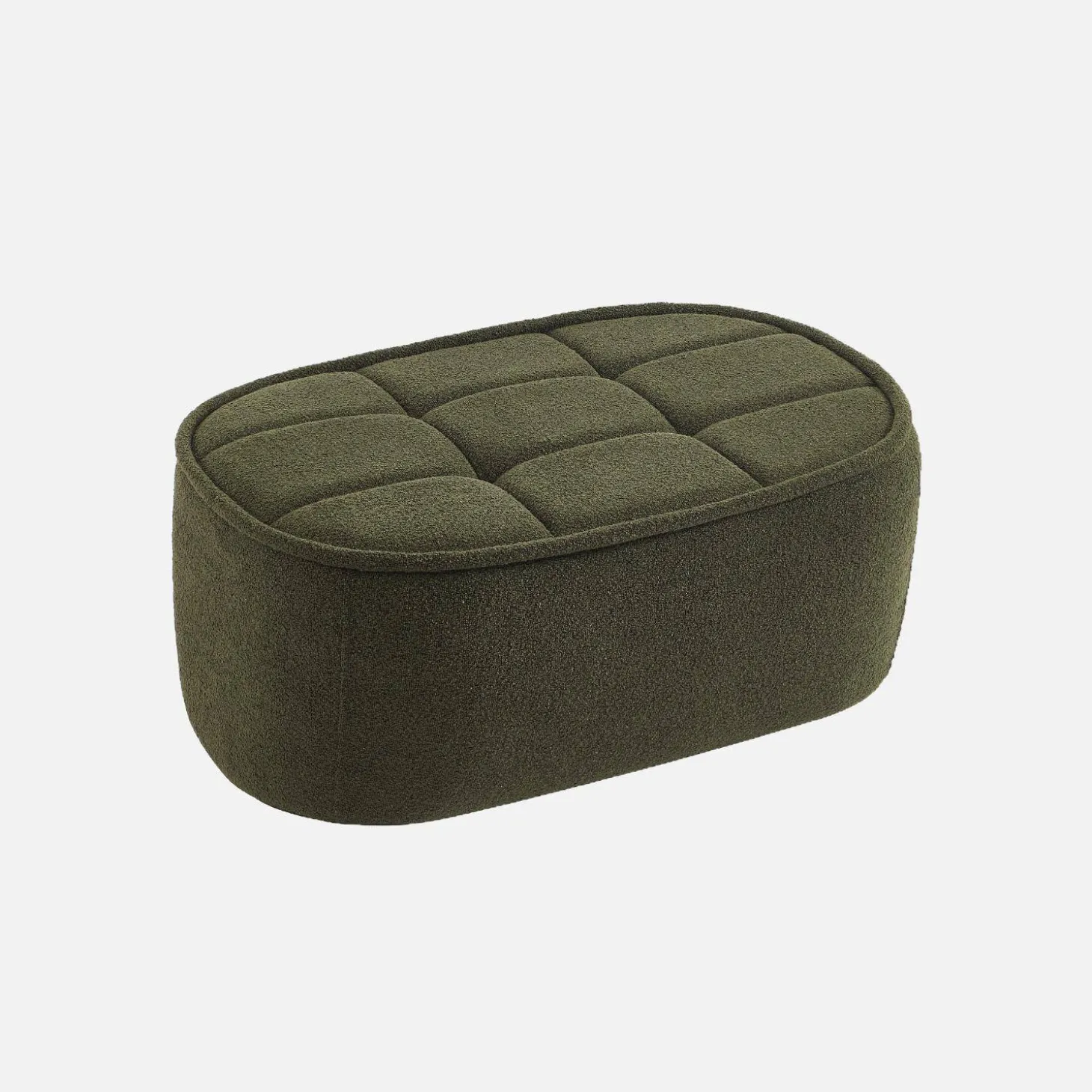 Sofá modular de borreguito texturizada con reposapiés, 3 plazas