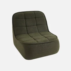 Sofá modular de borreguito texturizada con reposapiés, 3 plazas