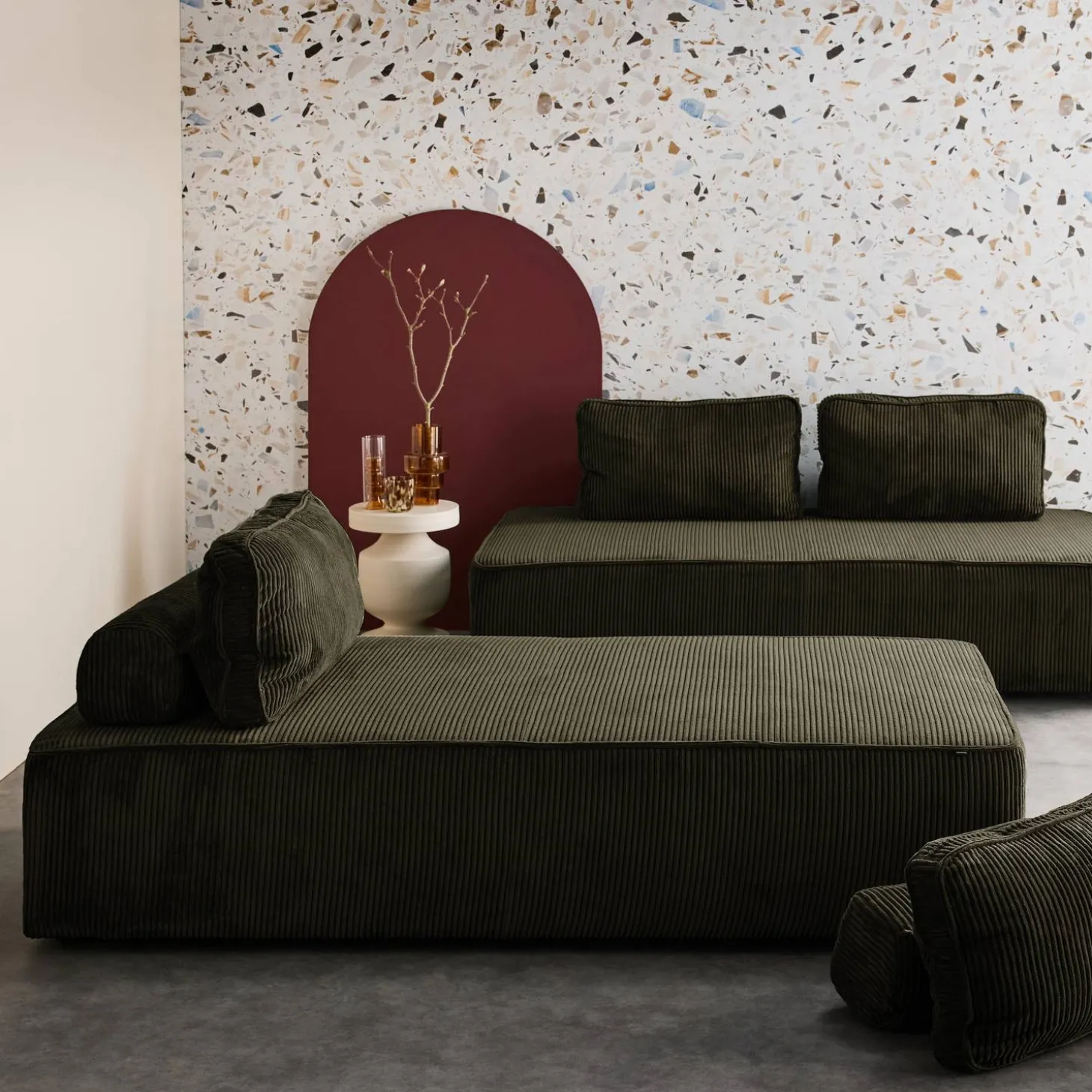 Sofá modular de pana, 4 plazas