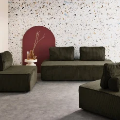 Sofá modular de pana, 4 plazas