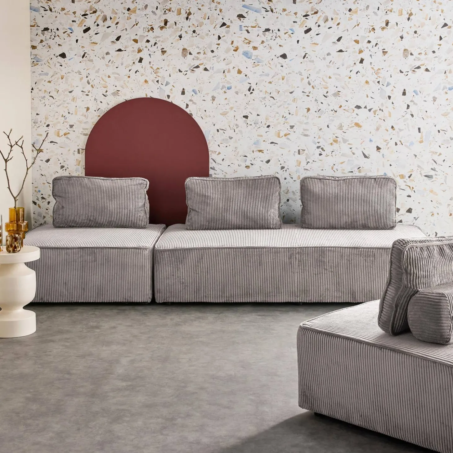 Sofá modular de pana, 4 plazas