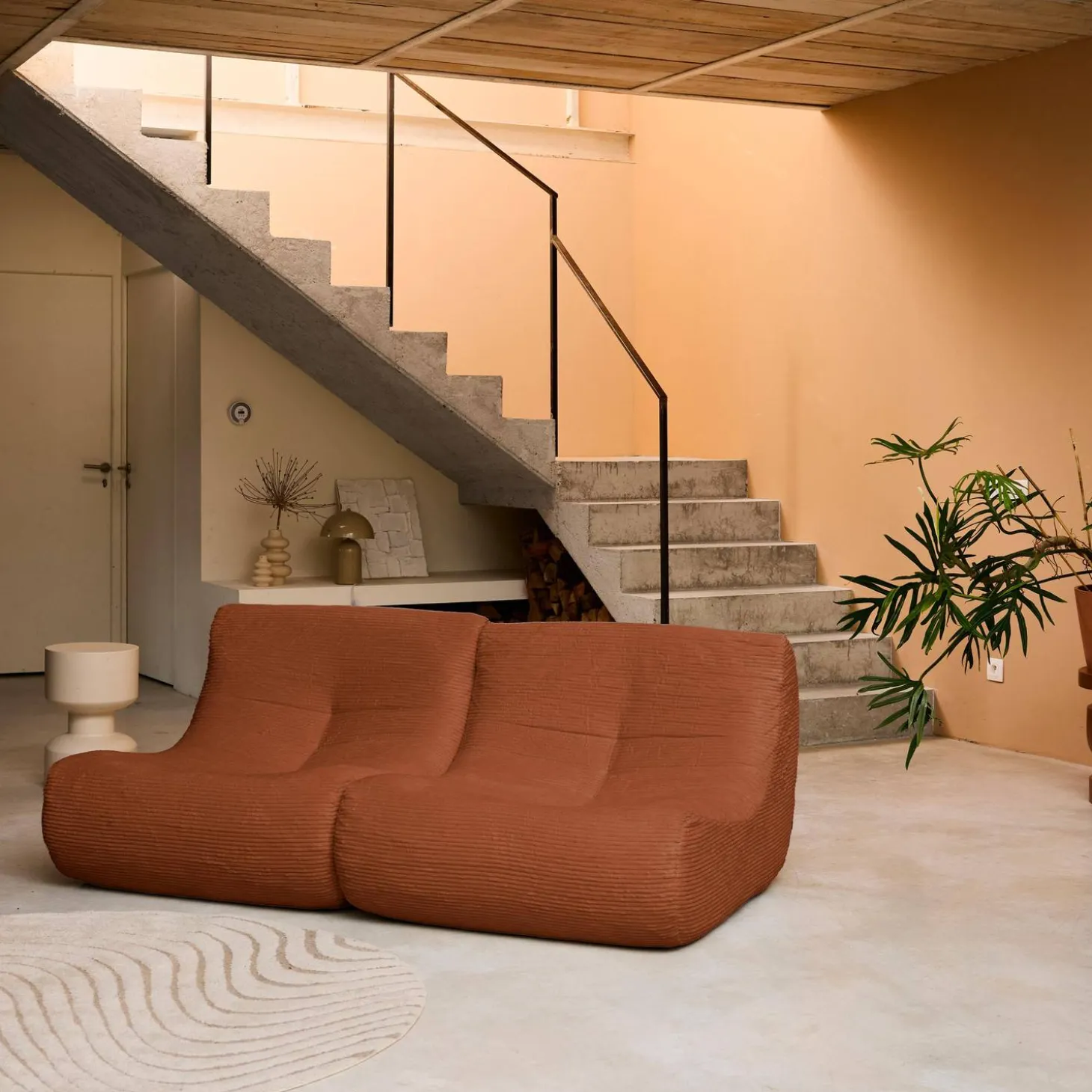 Sofá modular de pana, 2 plazas