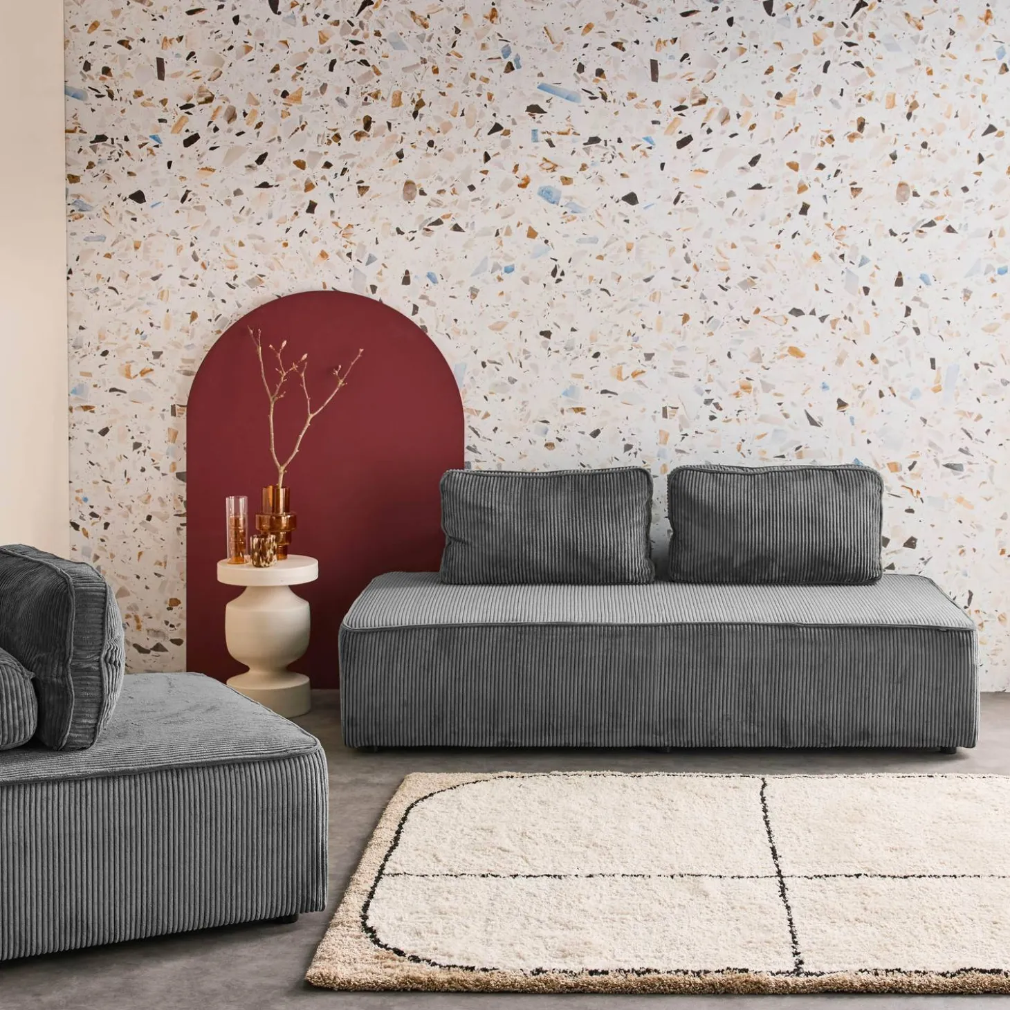 Sofá modular de pana, 3 plazas