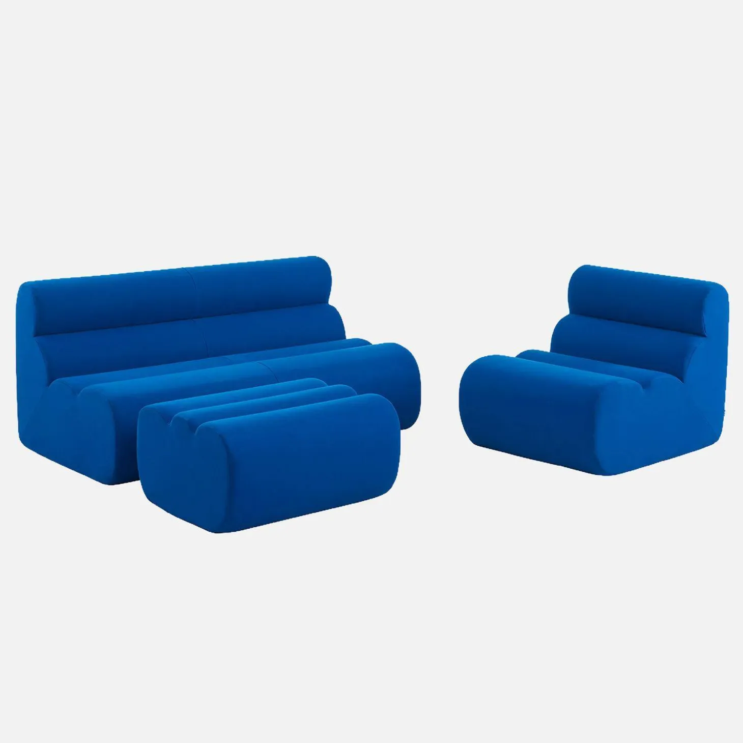 Sofá modular de tela con reposapiés, 3 plazas