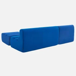 Sofá modular de tela con reposapiés, 3 plazas
