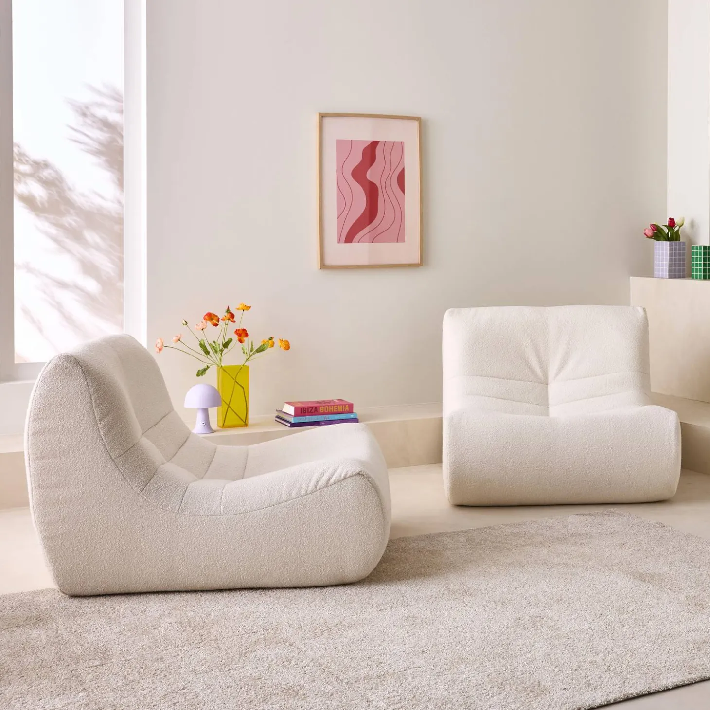 Sofá modular en borreguito texturizado, 2 plazas
